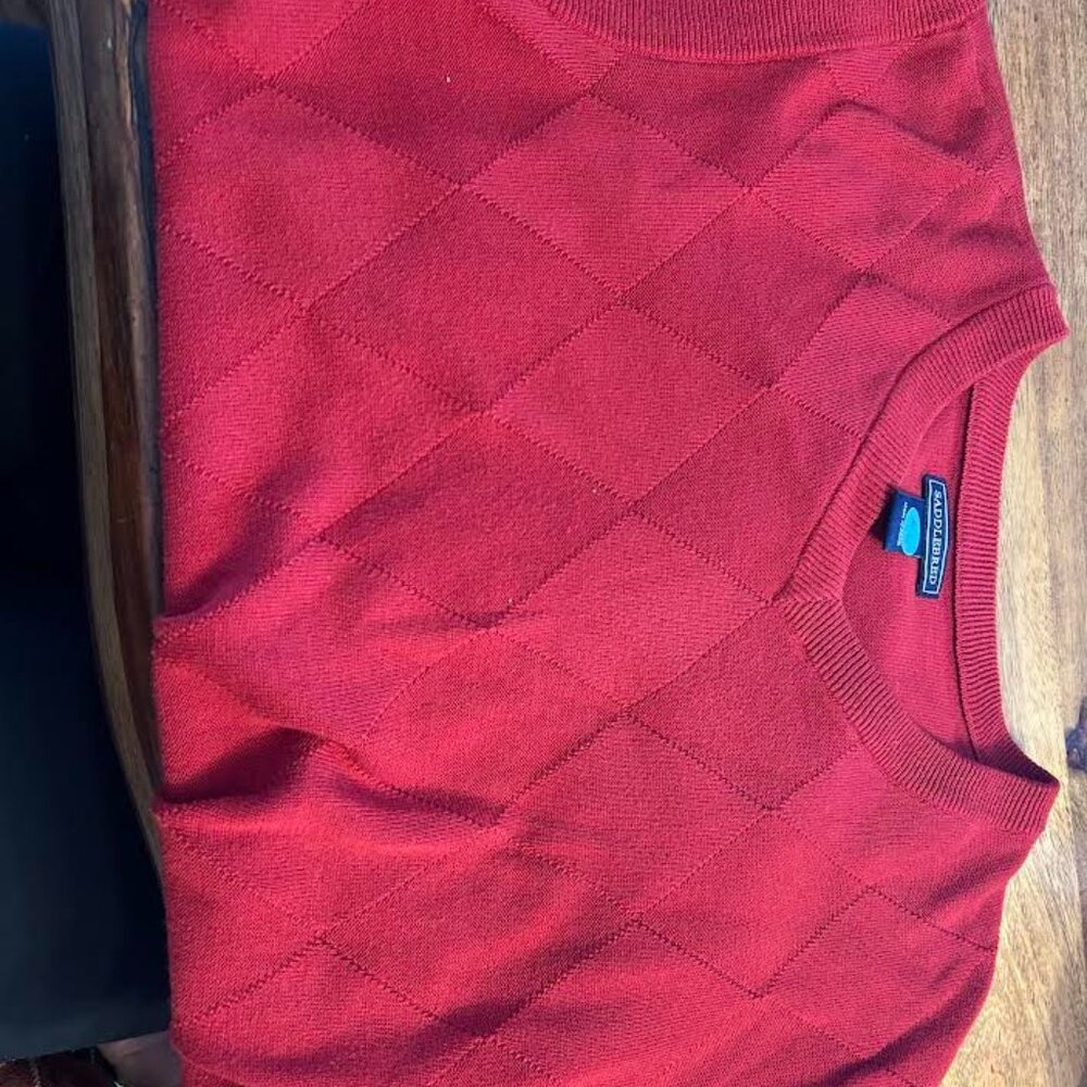 Red v neck vest; Saddlebred; size large